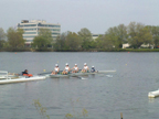 Sports Information photo: The women’s four took home gold at the Knecht Cup. They won the final race by 10 seconds and were the only boat under eight minutes.